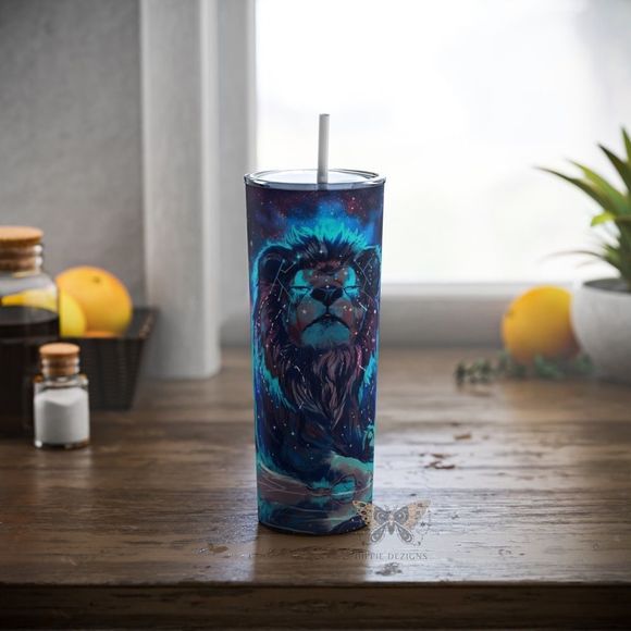 Majestic Lion 20oz Steel Tumbler With Lid & Straw - Picture 3 of 8